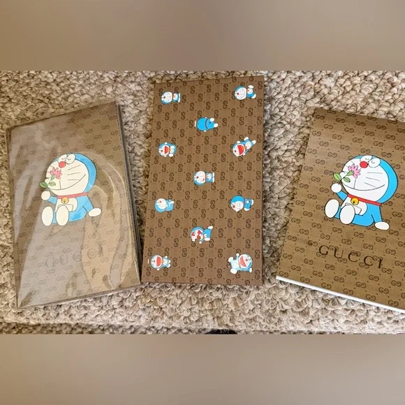 Gucci Brown Doraemon Notebook Trio - Picture 1 of 5